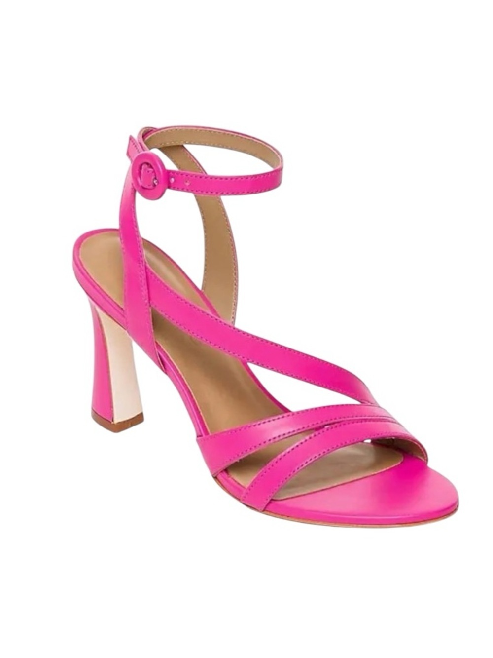 Bernardo Leslie Fuchsia Leather Ankle Strap Block Heel Sandals Size 8 NWOT